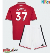 Camiseta Manchester United Kobbie Mainoo #37 Primera Equipación para niños 2026-27 manga corta (+ pantalones cortos)